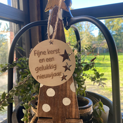 kerstboompje met hanger - 31 cm - hout