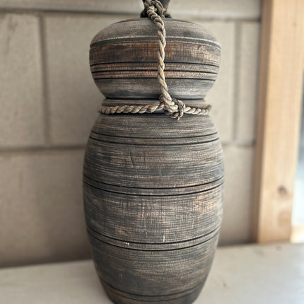 Houten Nepalese Kruik met deksel Maat L