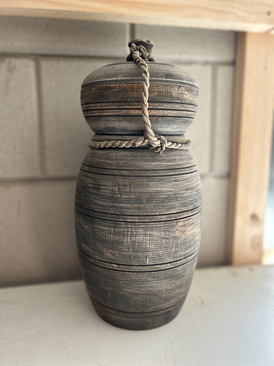 Houten Nepalese Kruik met deksel Maat L