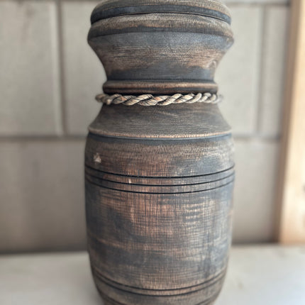 Houten Nepalese Kruik met deksel Maat L