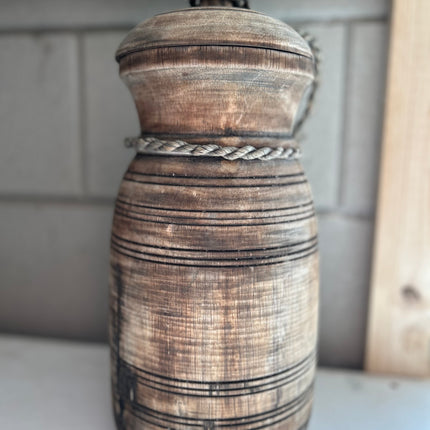 Houten Nepalese Kruik met deksel Maat L