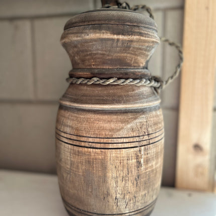 Houten Nepalese Kruik met deksel Maat L