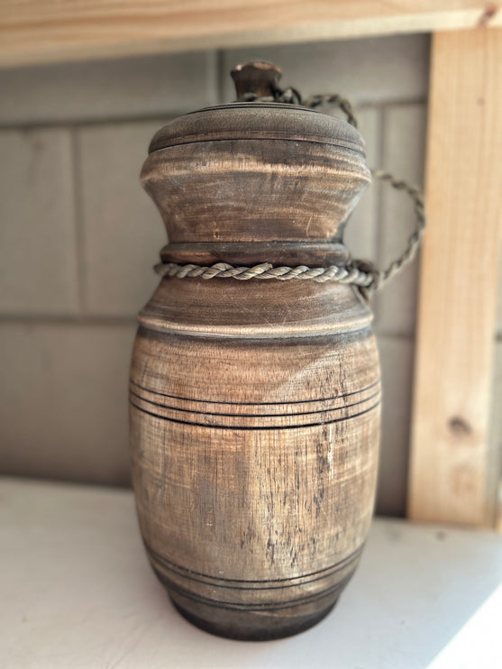 Houten Nepalese Kruik met deksel Maat L