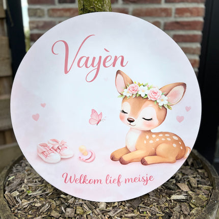 Geboortebord / Tuinbord Dibond Rond - eigen ontwerp