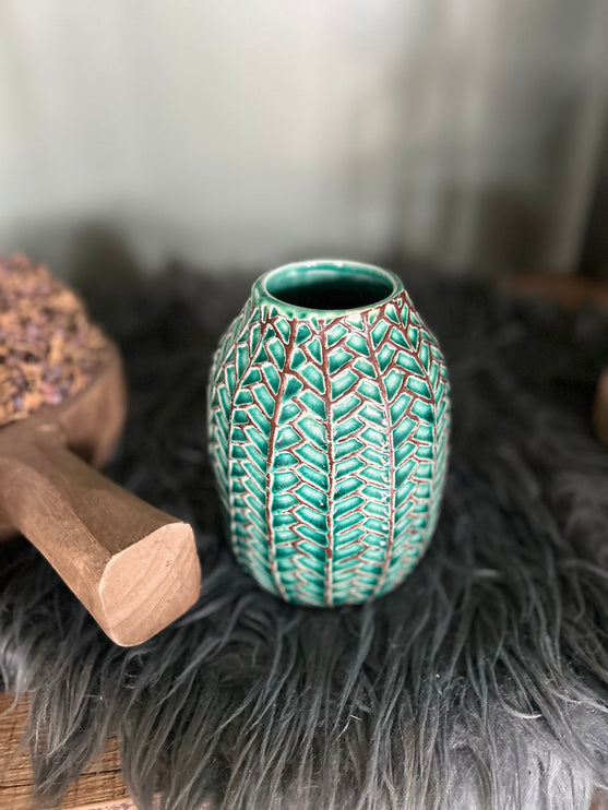 Vaasje blauw/bruin