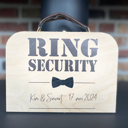 Houten Koffertje met leren handvat - Ringsecurity