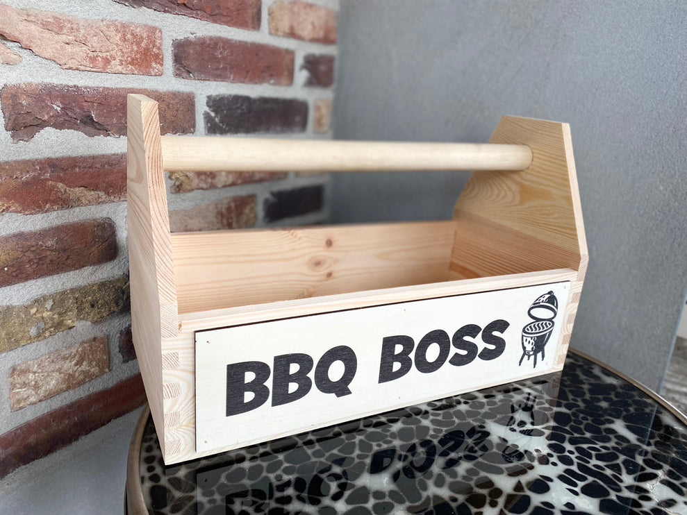 Houten (gereedschaps) kist met eigen tekst - foto
