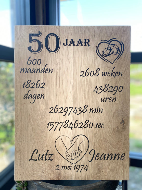 Tekstbord 50 jaar getrouwd