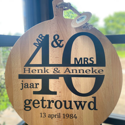 Serveerplank Rond 40 jaar getrouwd