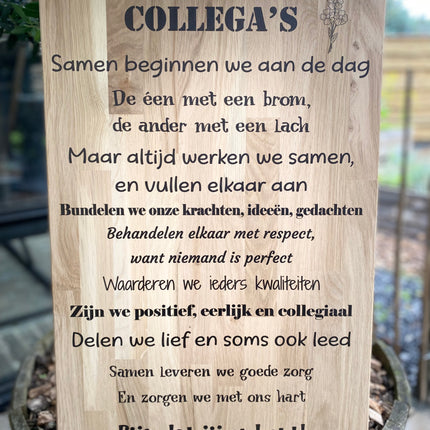 Tekstbord Groot Collega's