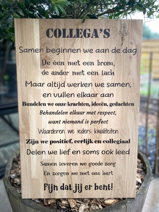 Tekstbord Groot Collega's