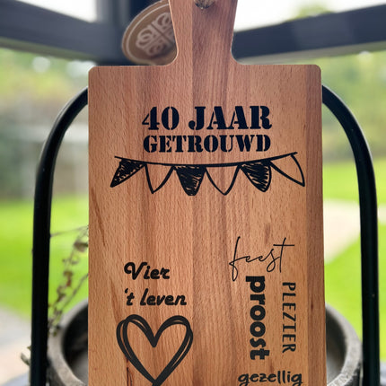 Serveerplank 40 jaar getrouwd 34,5 cm