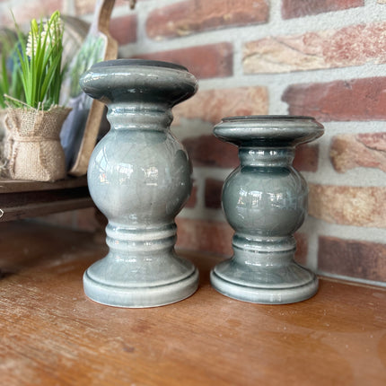 Set van 2 keramieken kaarsenhouders