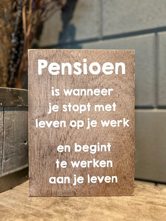 Tekstblok Pensioen Natural Wit