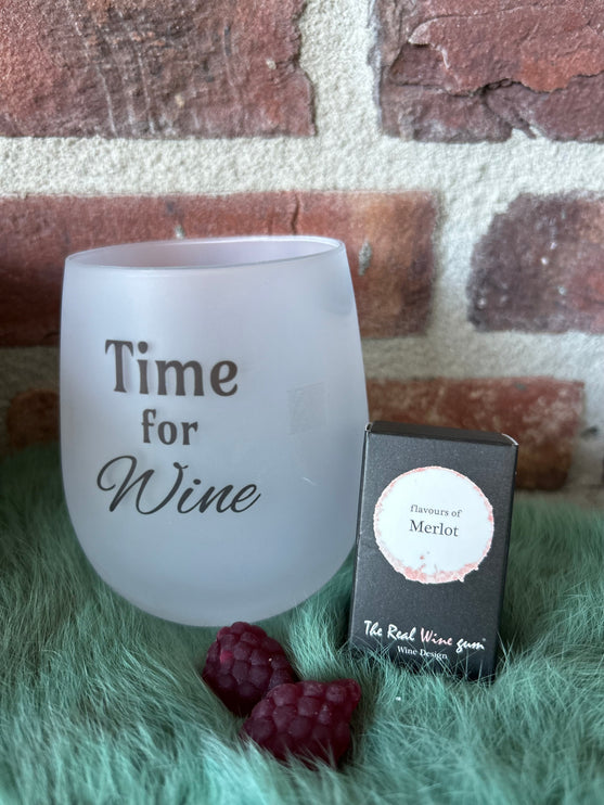 Wijn glas Time for wine + mini giftpackage Merlot
