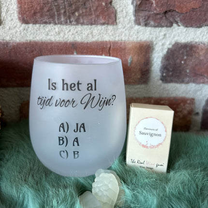 Wijnglas Al tijd voor wijn? + mini giftpackage Sauvignon