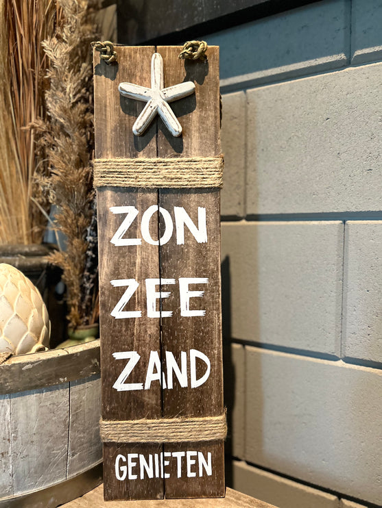 Tekstbord Zon Zee Zand