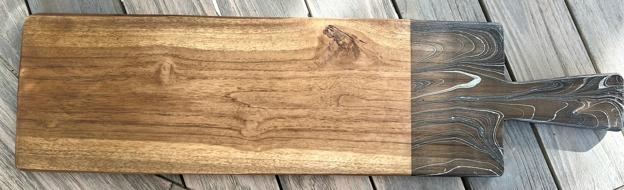 Serveerplank - Teak/Marmer - gepersonaliseerd