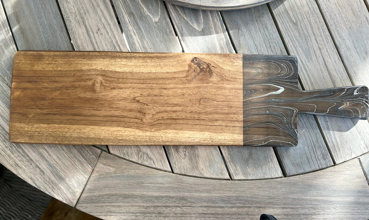 Serveerplank - Teak/Marmer