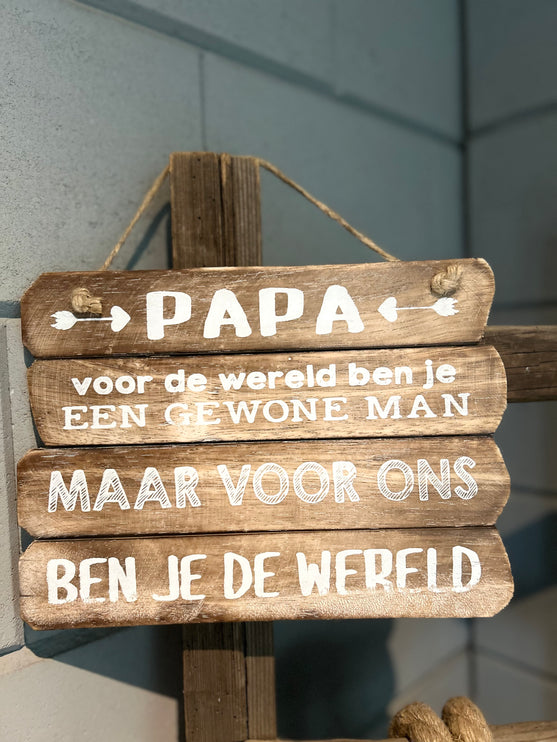 Tekstbord Papa de Wereld