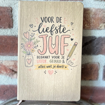 Schrift houtlook Voor de liefste juf