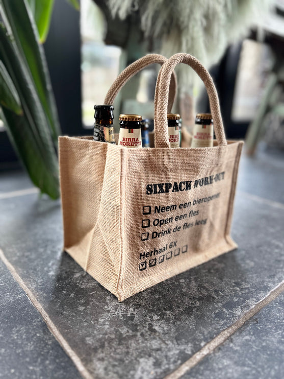 Cadeauverpakking Jute - Bier - Sixpack workout