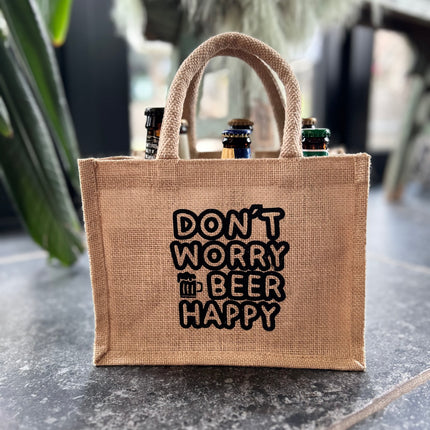 Cadeau verpakking Bier - Jute - Don't worry beer happy