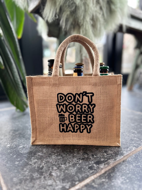 Cadeau verpakking Bier - Jute - Don't worry beer happy