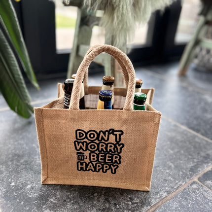 Cadeau verpakking Bier - Jute - Don't worry beer happy