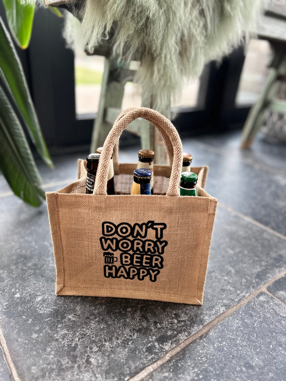 Cadeau verpakking Bier - Jute - Don't worry beer happy