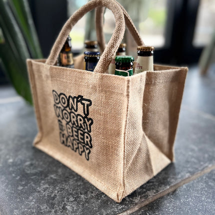 Cadeau verpakking Bier - Jute - Don't worry beer happy