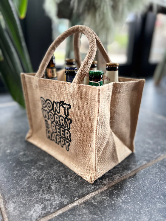Cadeau verpakking Bier - Jute - Don't worry beer happy