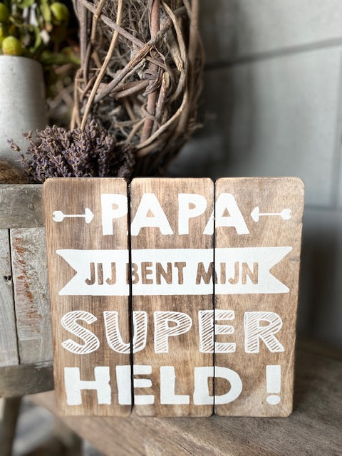 Tekstbordje Papa superheld