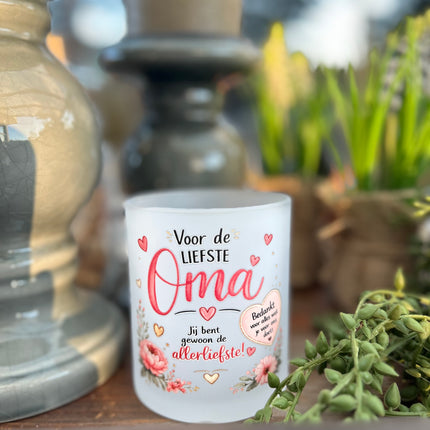 Theeglas mat - Voor de liefste oma