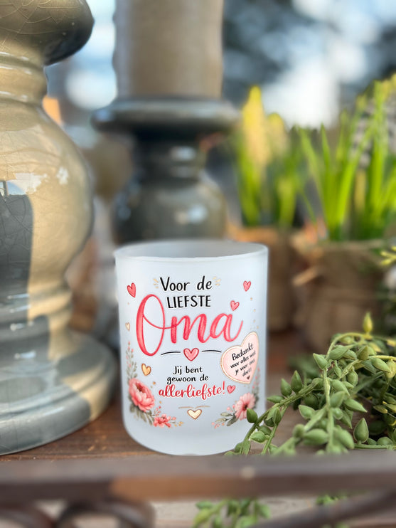Theeglas mat - Voor de liefste oma