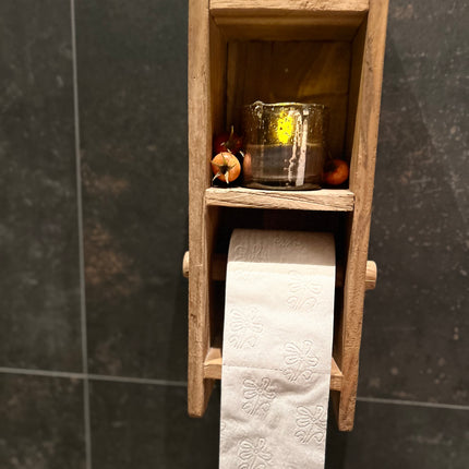 Houten WC rolhouder Groot