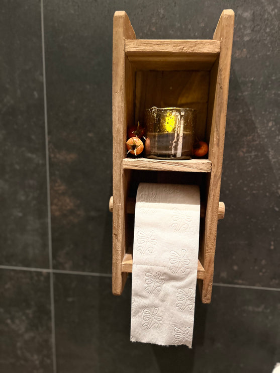 Houten WC rolhouder Groot