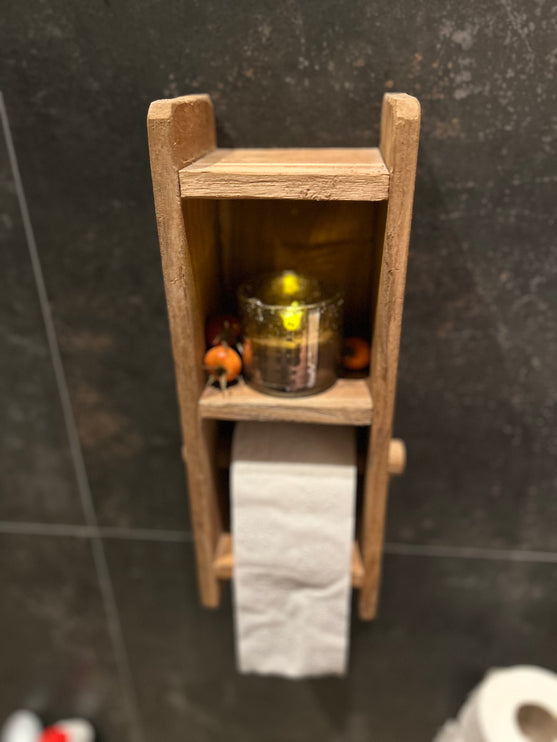 Houten WC rolhouder Groot