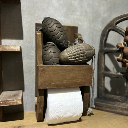 landelijke toiletrolhouder hout met bakje