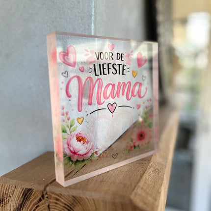 Tekstblok plexiglas met opdruk MAMA