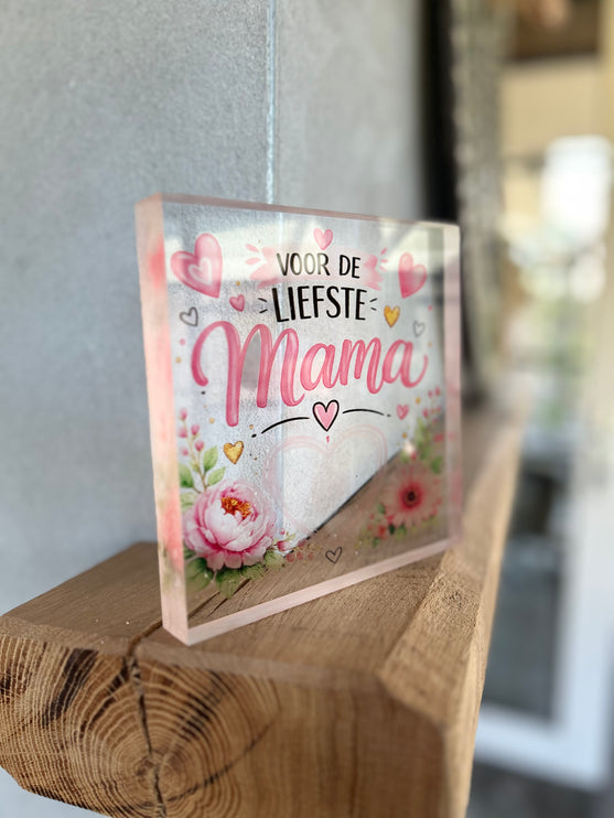 Tekstblok plexiglas met opdruk MAMA