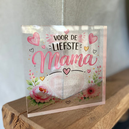 Tekstblok plexiglas met opdruk MAMA