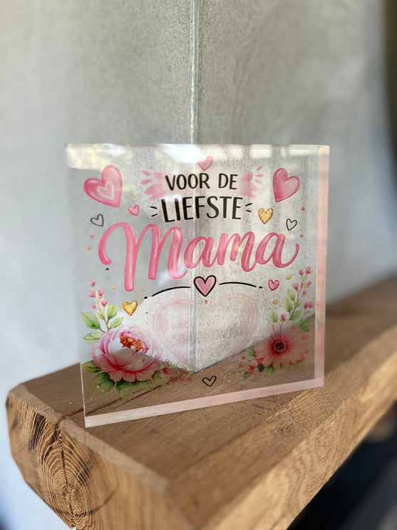 Tekstblok plexiglas met opdruk MAMA