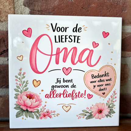 Tegel 20 cm met opdruk OMA