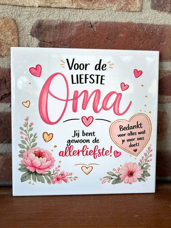 Tegel 20 cm met opdruk OMA