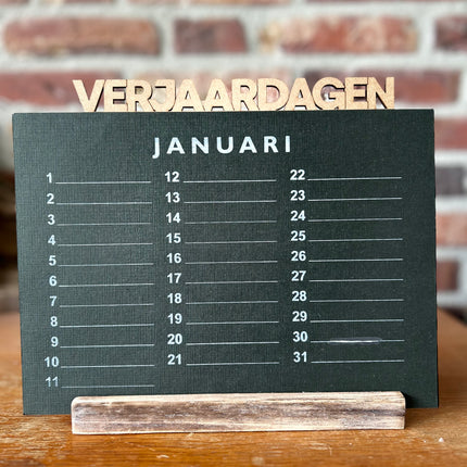 kalenderbladen in standaard 22x27cm natural / black
