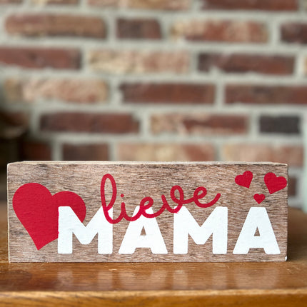 Tekstblok 9x18cm Lieve Mama natural (wit / rood)