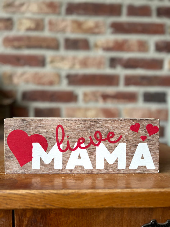 Tekstblok 9x18cm Lieve Mama natural (wit / rood)
