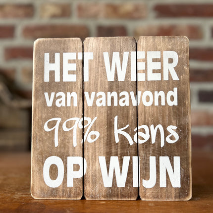 tekstbord 20x20cm het weer vanavond natural