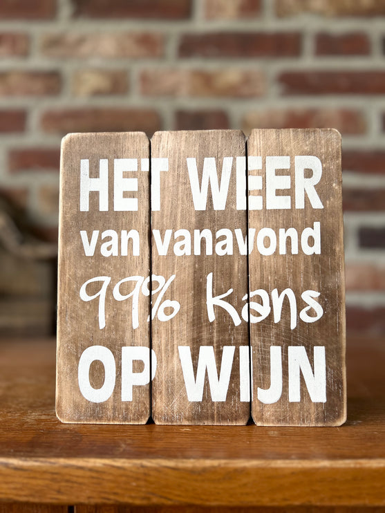 tekstbord 20x20cm het weer vanavond natural
